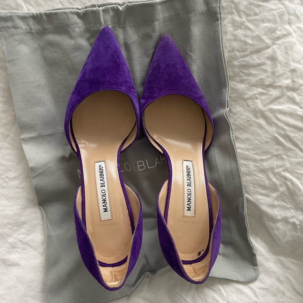 Manolo Blahnik Purple Suede Heels